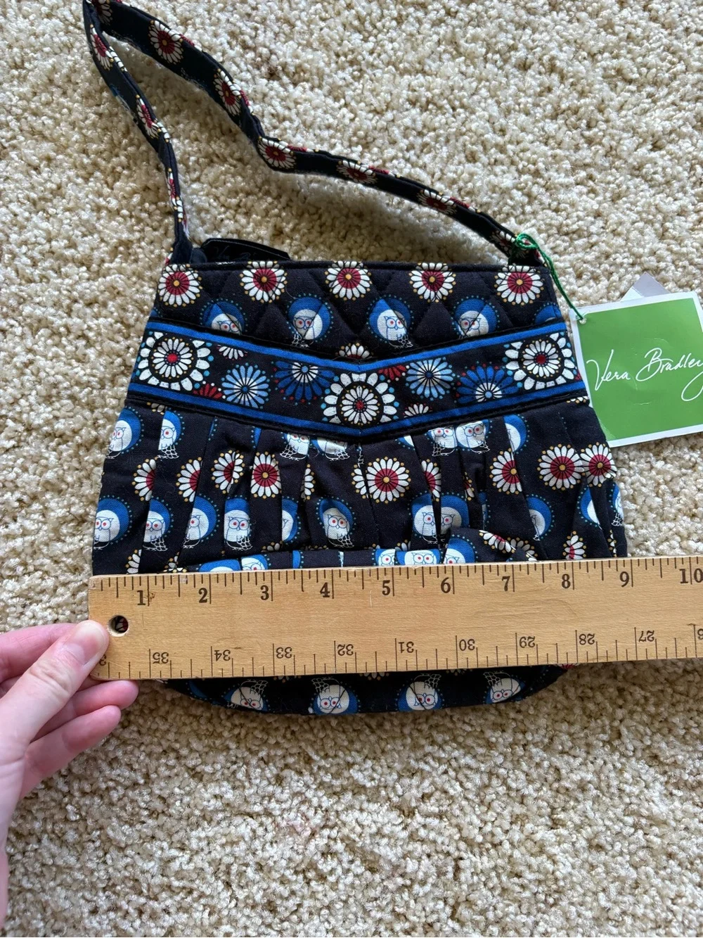 Vera Bradley Hannah Shoulder Bag Night Owl Quilted Floral Owl Print‎ NWT